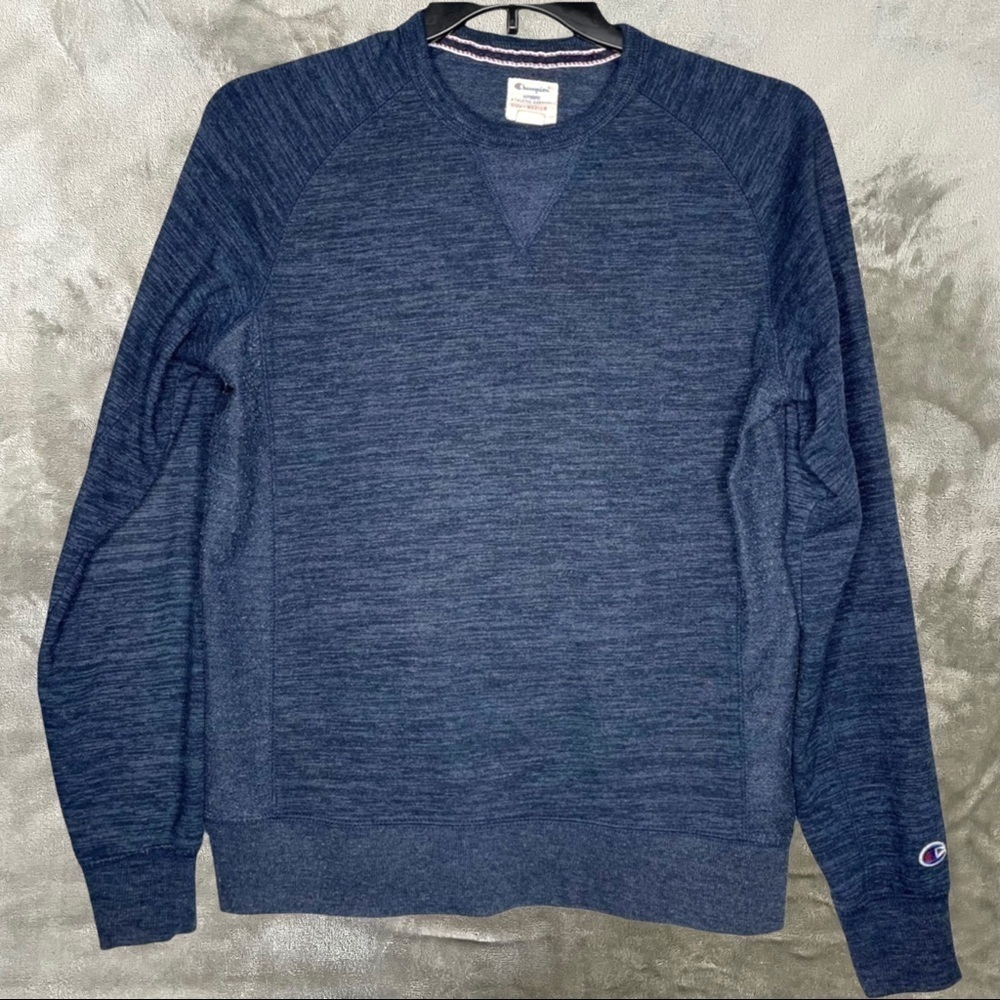 Vintage Champion Heather Blue Crew Neck Sweater Athleisure Y2K Size Medium
